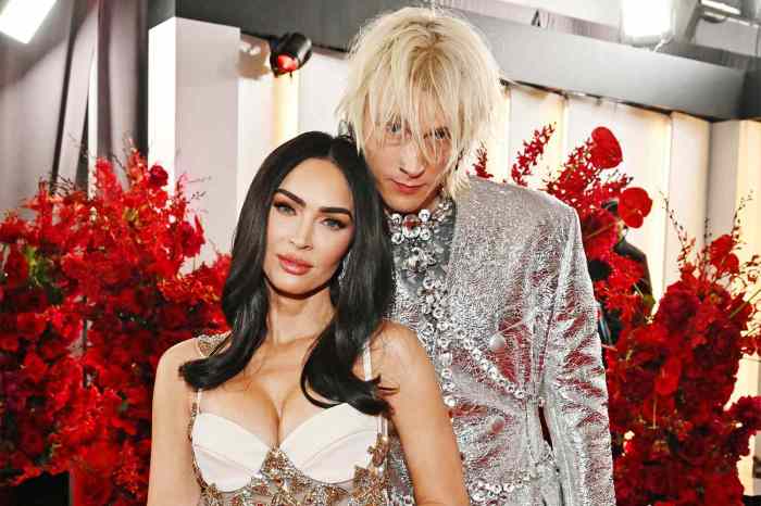 Machine gun kelly showed off megan foxs honking ring one year after couple got engaged under a banyan tree