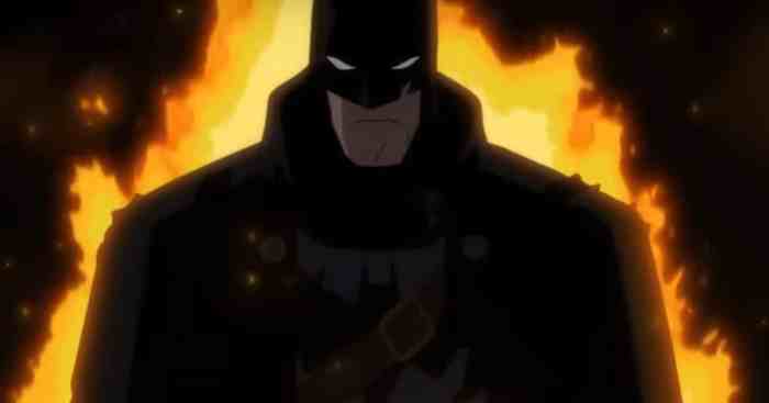 Exclusive batman the doom that came to gotham clip sees oliver queen drunkenly entertaining bruce wayne harvey dent and more