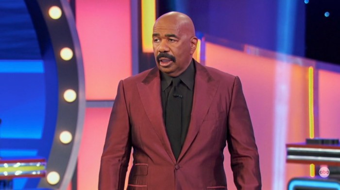 Family feuds steve harvey delivers hilarious rooster impersonation after contestants language mix up