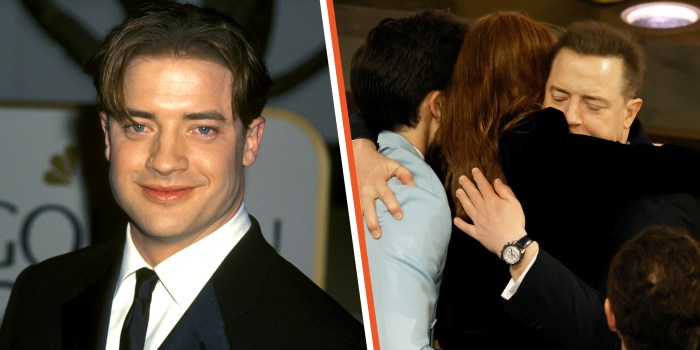 Fans share all the feels after brendan fraser reflects on brennaissance in emotional speech i was in the wilderness but you found me