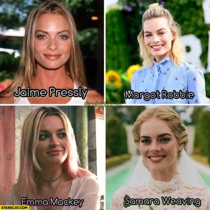 Margot robbie and samara weaving were red carpet doppelgangers and the internet is seeing double