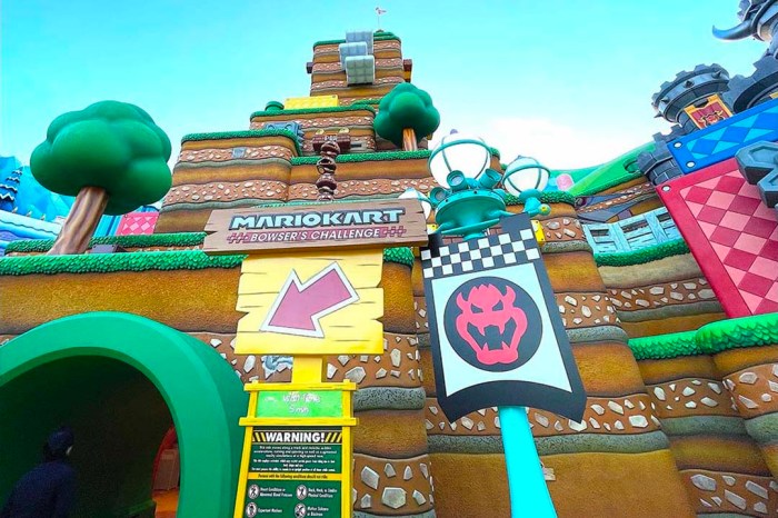 First day footage of universals mario kart ride shows lengthy bowsers challenge line and mama mia