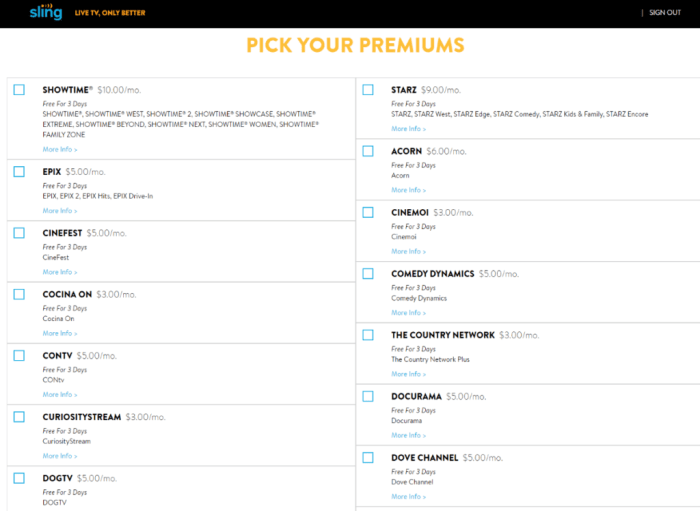 Sling packages Sling tv price packages channels subscription