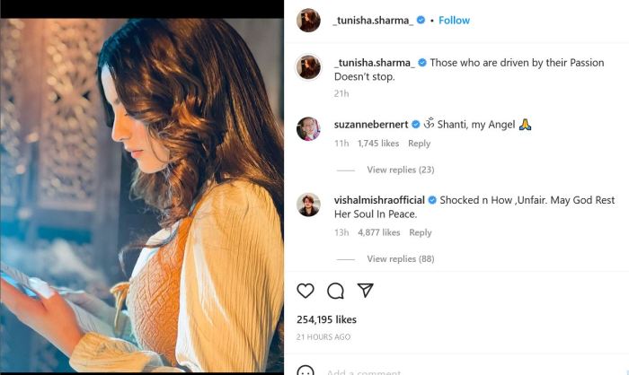 Lawyer for co star arrested following tunisha sharmas death claims actress mother tried to strangle her