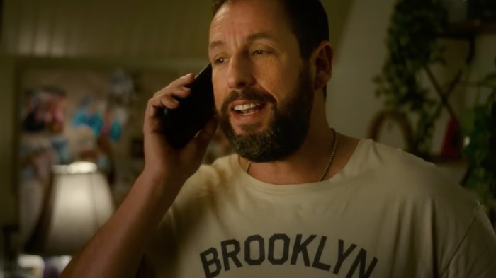 See adam sandler humorously call out murder mystery 2 co star for accidentally punching him in the face on set